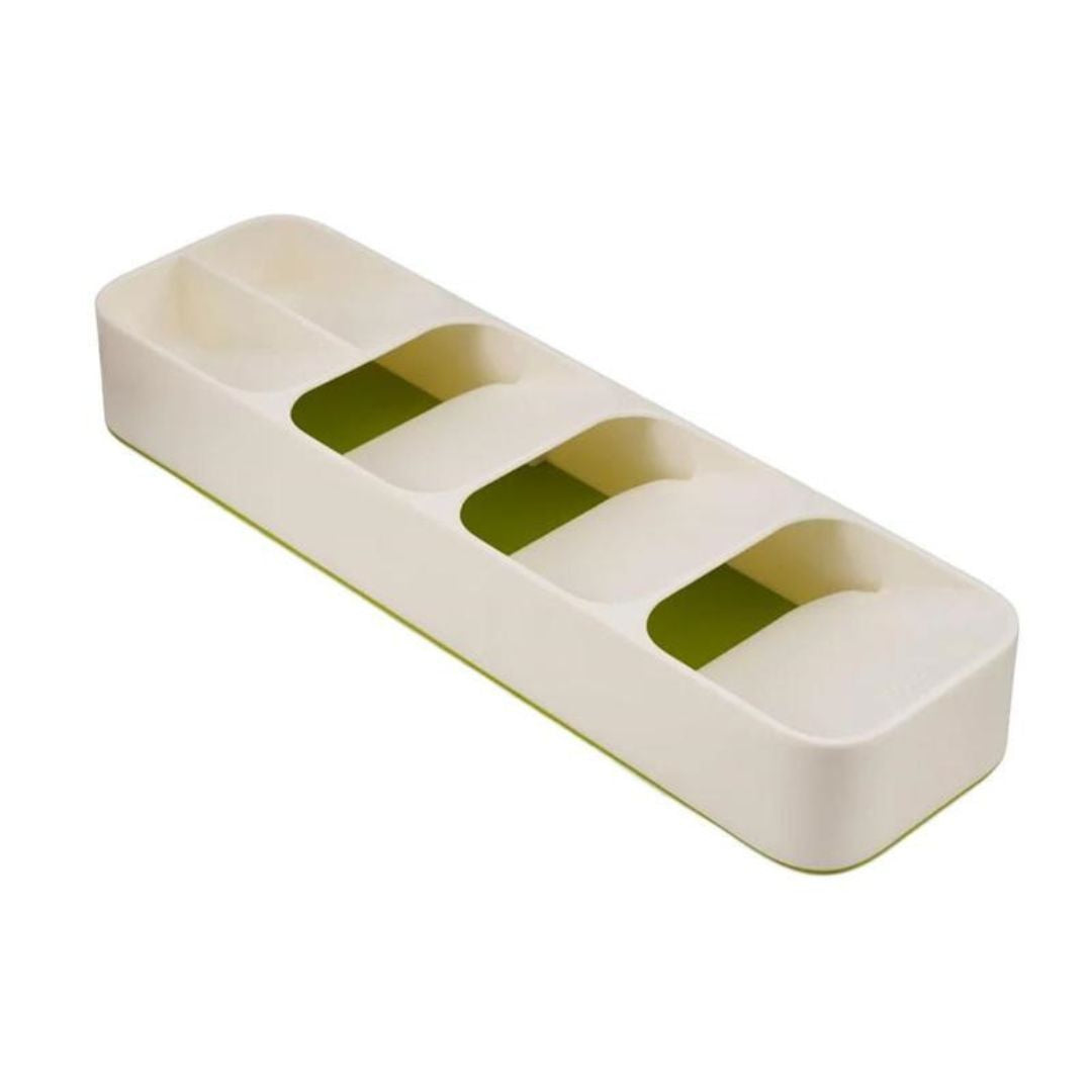 Bandeja organizadora de cubiertos blanca compacta de diseño vertical para ahorro de espacio en cajón Casa Love