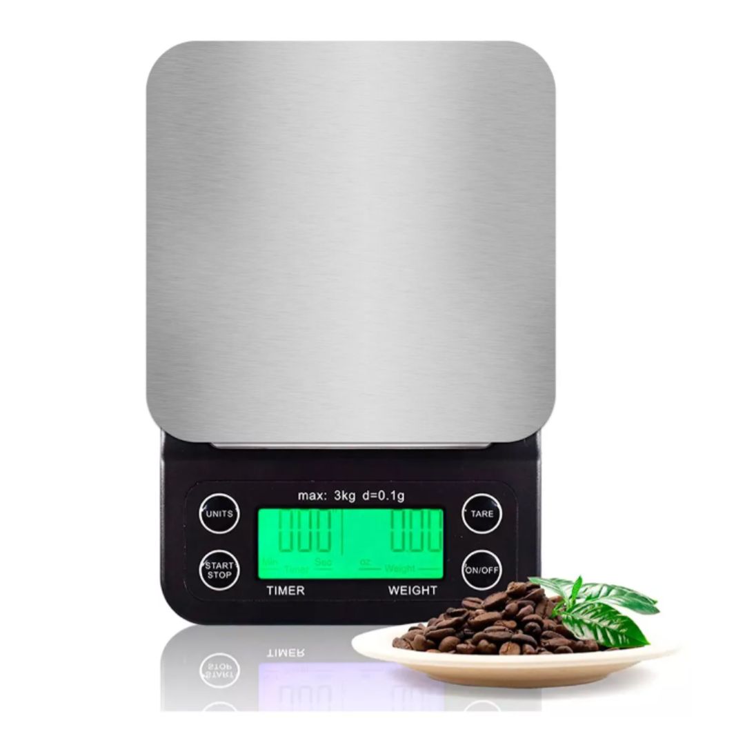 Balanza digital de cocina de precisión de 0.1g a 3kg con plataforma de acero inoxidable Casa Love