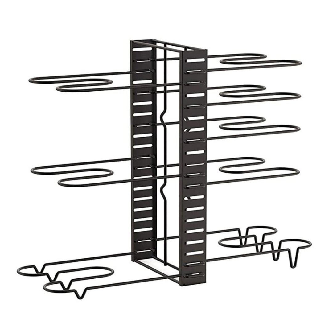 Estante organizador de ollas y sartenes ajustable de ocho niveles negro metálico diseño minimalista Casa Love