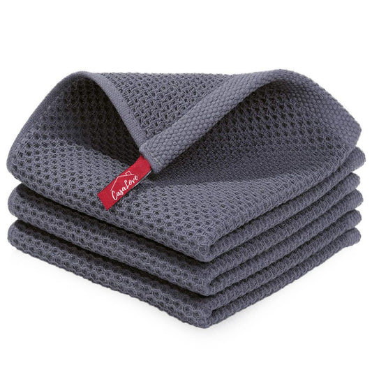 Set de tres paños de cocina de algodón gris oxford absorbente diseño minimalista Casa Love