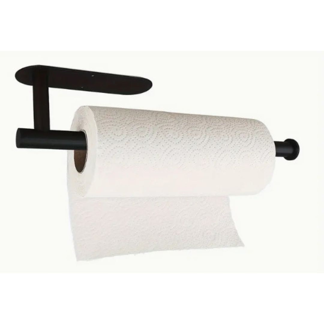 Soporte metálico negro para toalla de papel porta nova de diseño minimalista para cocina